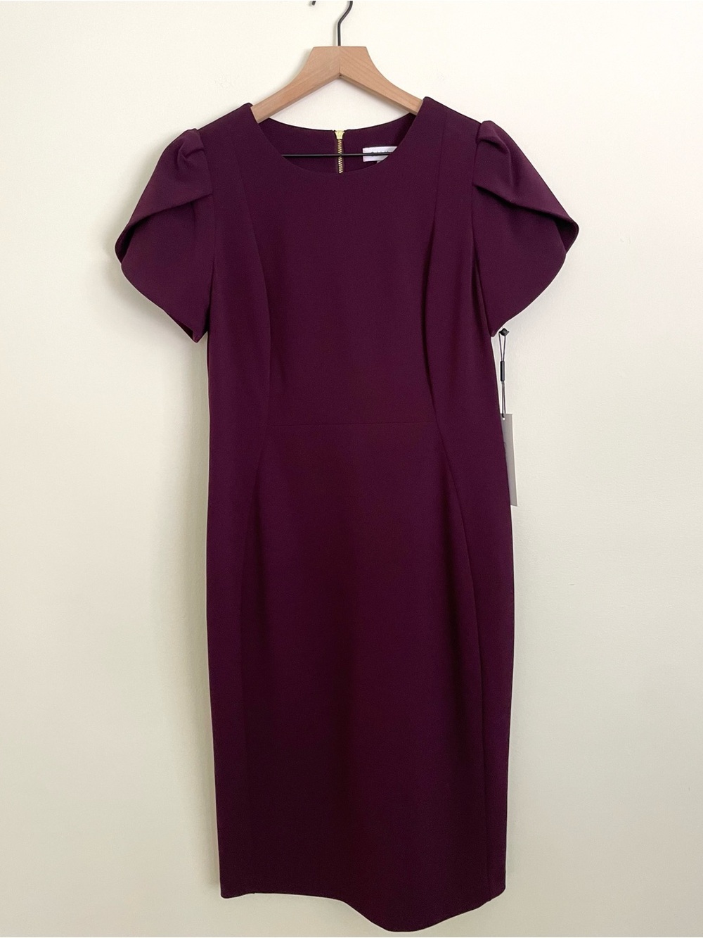Calvin Klein Plum Tulip-Sleeve Sheath Dress